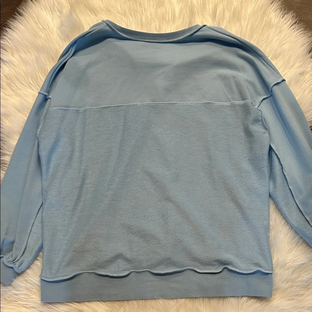 Light Blue Button-Up Sweatshirt
